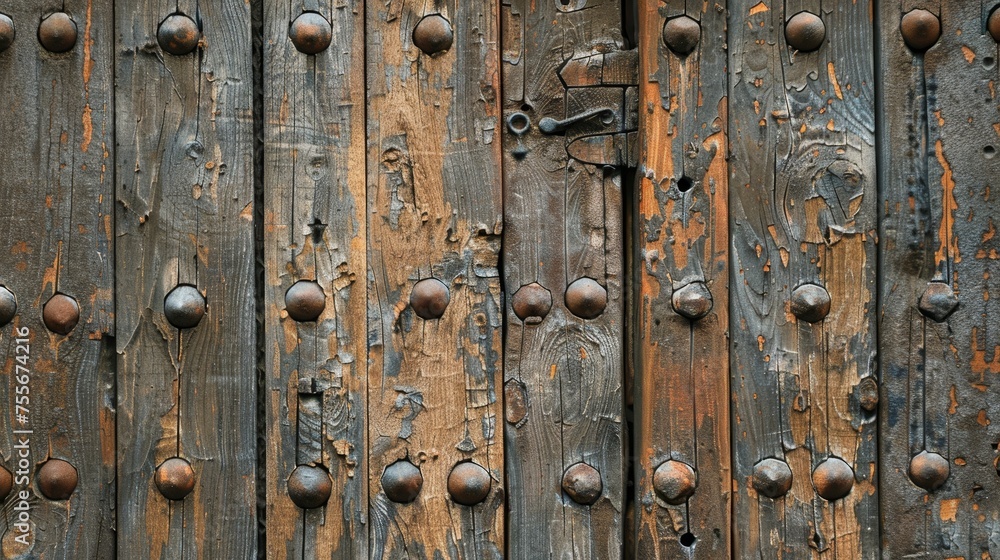 a weathered wooden door,