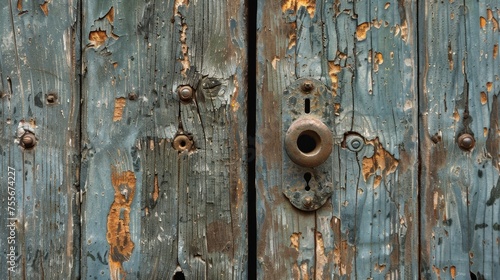 a weathered wooden door,