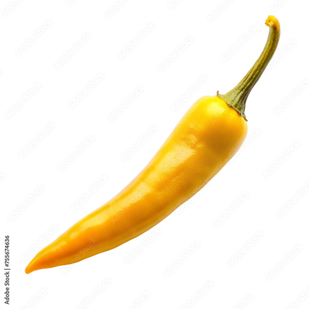 Hot yellow chili pepper isolated on transparent background. Hot yellow chili pepper isolated on transparent background.