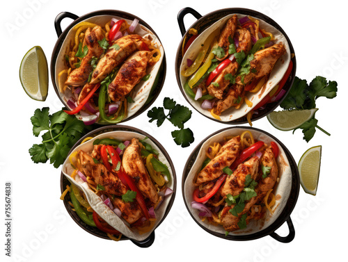 chicken fajitas collection set isolated on transparent background, transparency image, removed background