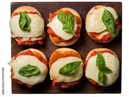 chicken parmesan sandwich collection set isolated on transparent background, transparency image, removed background