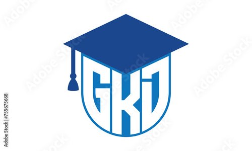 GKD initial letter academic logo design vector template. school college logo, university logo, graduation cap logo, institute logo, educational logo, library logo, teaching logo, book shop, varsity	
 photo