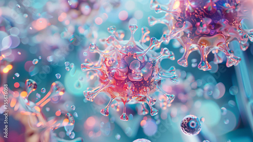 3d rendering of virus bacteria cells background, world health day healthcare concept illustration © lin