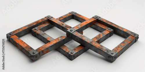 Old picture frame isolated on white background.