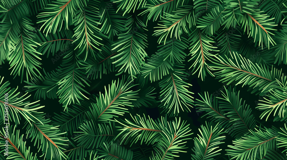 Background of green spruce branches