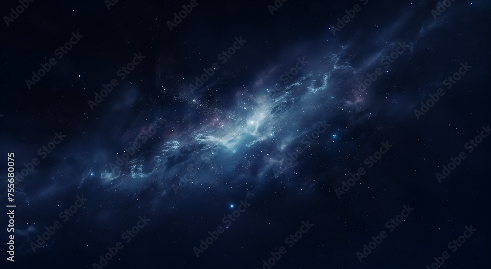 milky way view with blue color and many stars