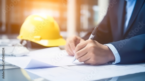 Businessman , engineer man, Architect sign the contract for construct to make a building