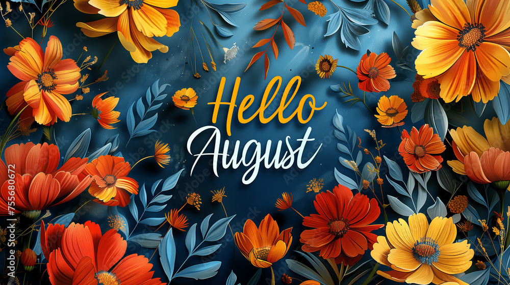 Fototapeta premium Willkommen August: Lebendige Sommerblumenpracht