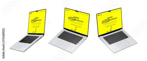 Laptop Mockup from Various Angle | Fully Editable File, Replaceable Screen, Separated Shadow and Background | Super High Resolution