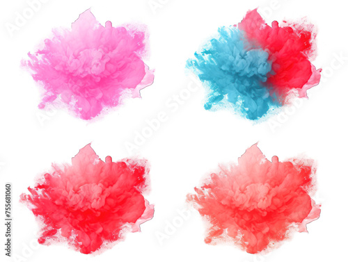 Set of coral paint color powder festival explosion burst isolated on transparent background, transparency image, removed background © transparentfritz