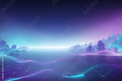 blue sky and clouds  cyber  data  landscape  network  3d illustration  analysis  artificial intelligence  geo  land  mountain. terrain-like surface three-dimensional peaks and valleys of data generate