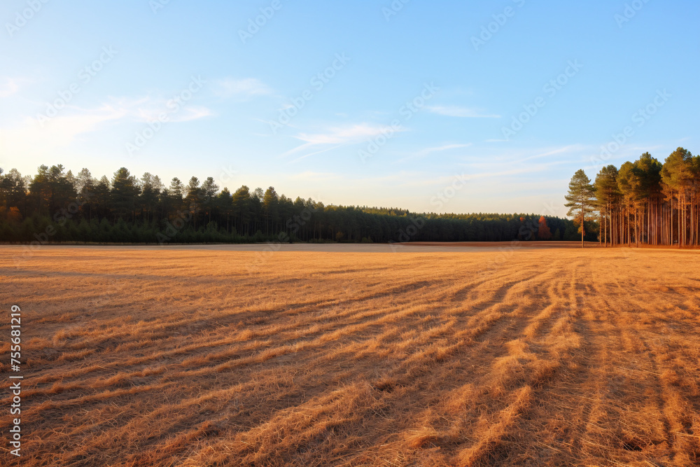Fototapeta premium field in summer with brown and yellow light