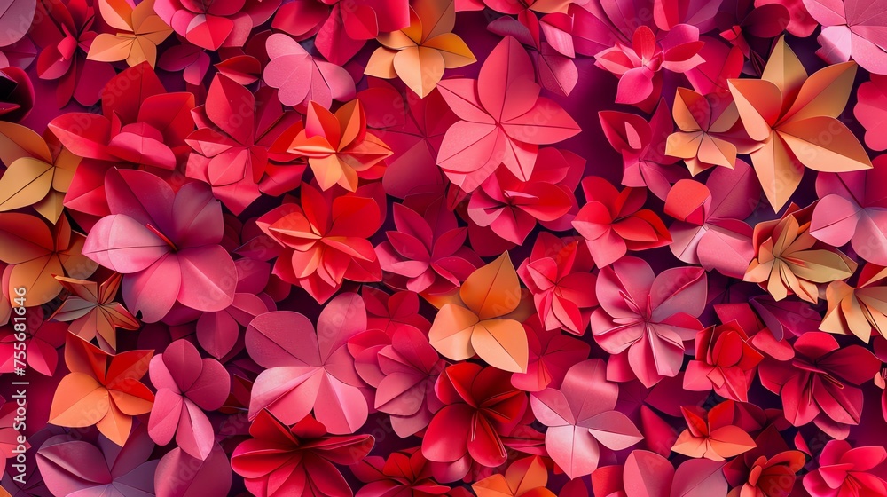 paper background shaped like hearts and flowers, valentine background