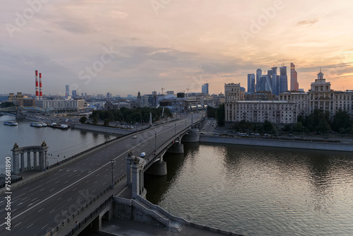  Borodinsky Bridge, river, quay and panorama of city