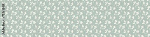 Modern botanical minimal wildflower vector border. Summer gender neutral pressed flower silhouette banner. Simple nature floral paper cut out ribbon for wedding, hedgerow decor repeat tile.