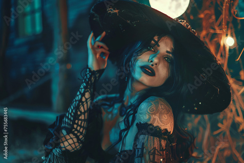 witch in suggestive and attractive pose