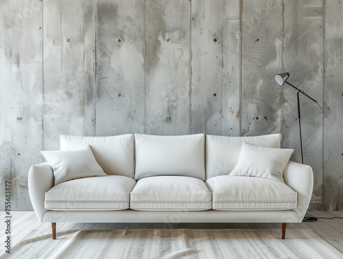 Modern living room interior with stylish comfortable sofa photo