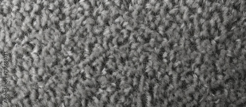 A close-up view from above of a textured surface in monochrome grey, showcasing the intricate details of a carpet pattern.