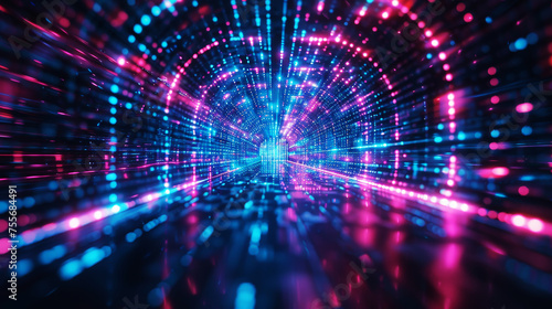 Blue Cyber Tunnel Escape.
An immersive blue neon tunnel leading into a digital infinity.