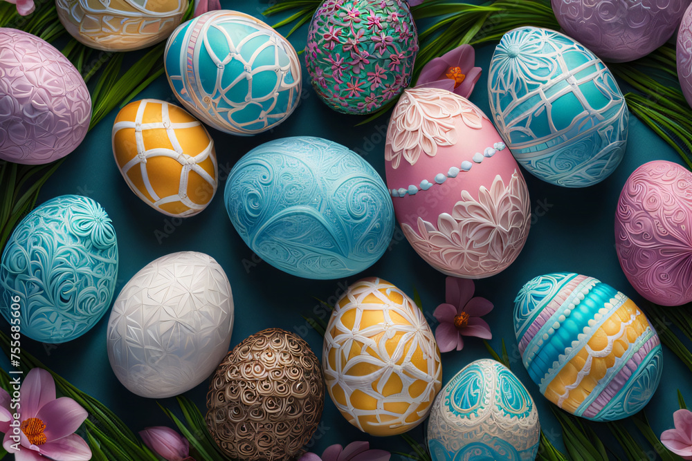 Obraz premium Happy Easter bunny egg background 