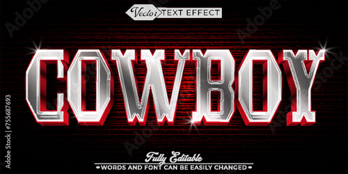 Cowboy Vector Editable Text Effect Template