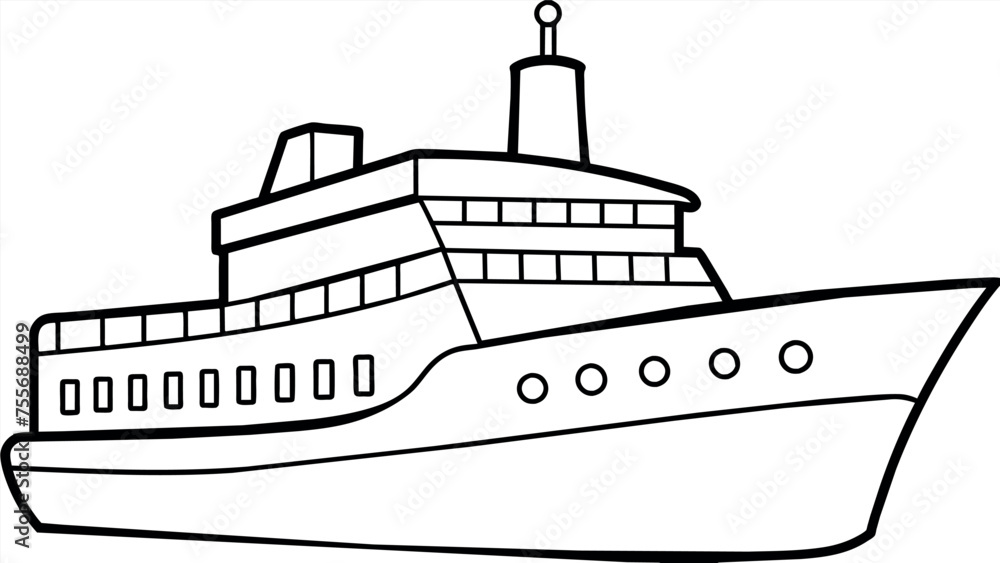 Ship Line Art Vector Nautical Elegance for Your Design Projects