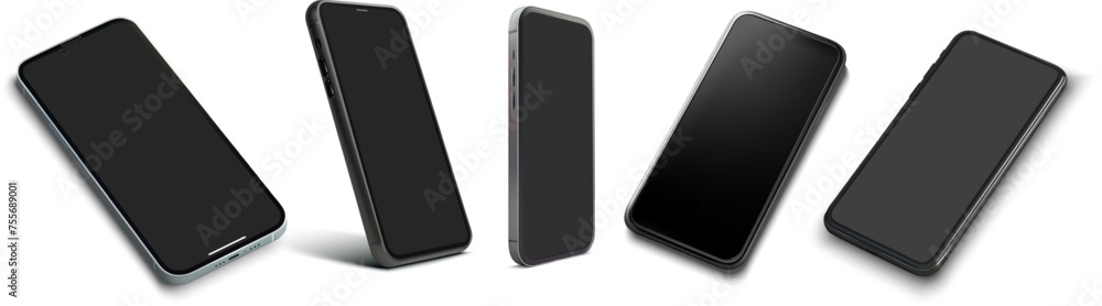 Smartphone Mockup Set in Various Angles Isolated on Transparent Background. Set of sleek smartphones shown in multiple angles, ideal for presenting apps and mobile designs. Vector illustration Smartphone Mockup Set in Various Angles Isolated on Transparent Background. Set of sleek smartphones shown in multiple angles, ideal for presenting apps and mobile designs. Vector illustration