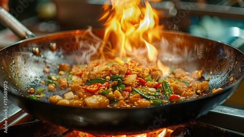 a wok over flame