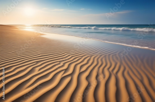 Sunny beach coastline sea sand sky and summer day