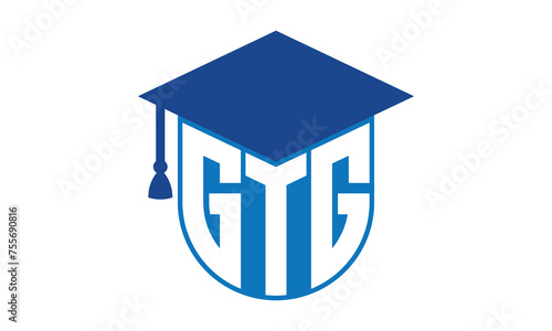 GTG initial letter academic logo design vector template. school college logo, university logo, graduation cap logo, institute logo, educational logo, library logo, teaching logo, book shop, varsity	
