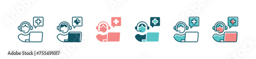 online virtual doctor consultation icon set health care check-up diagnosis assistant vector illustration