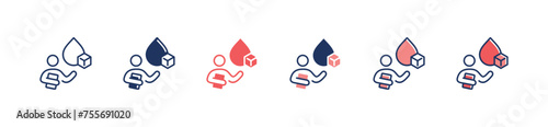 people holding dripped blood sugar icon set medical glucose level diagnosis sign vector illustration for web and app