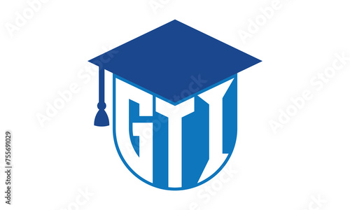 GTI initial letter academic logo design vector template. school college logo, university logo, graduation cap logo, institute logo, educational logo, library logo, teaching logo, book shop, varsity	
