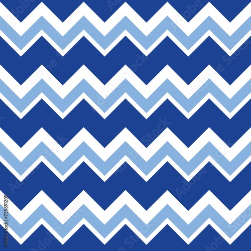 Zig zag texture with a seamless pattern..Universal delicate background for graphic design. Blue and white design as seamless pattern. © valin1