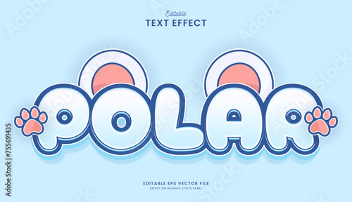 decorative editable cute polar bear text effect vector design