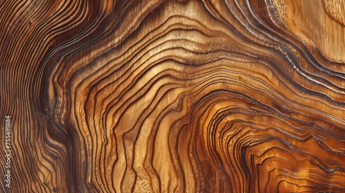 A piece of wood with a very distinct pattern, possibly a swirl. The wood appears to be aged and has a warm, earthy tone. The pattern on the wood is intricate and adds a sense of depth.