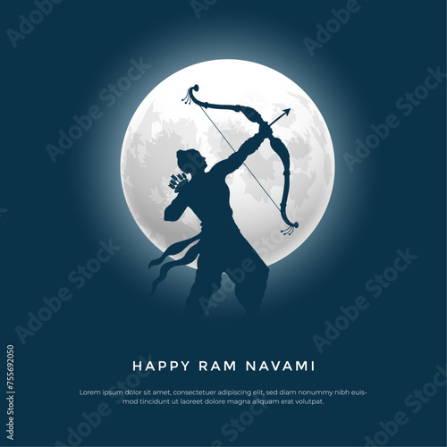 illustration of Greeting card for Ram Navami , a Hindu festival celebrated of Lord Ram, background, greeting card , poster, banner design