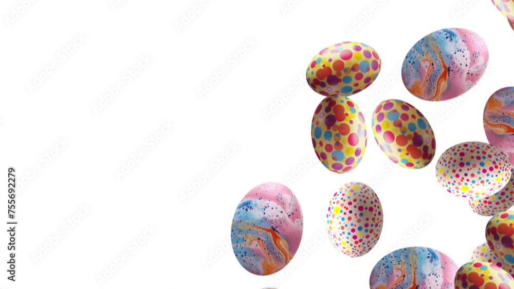 Easter Eggs Falling Against a White Background. Easter Eggs Falling Against a White Background.
