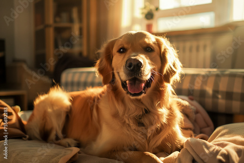 House pet, family bonding, joy at home, canine love.