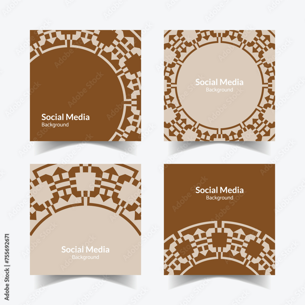 Fototapeta premium elegant ornamental decorative pattern square background social media design template