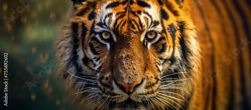 close up tiger eyes and face