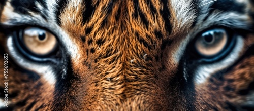 close up tiger eyes and face photo