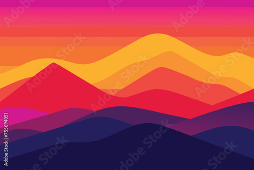 Vector of abstract backgrounds with copy space for text and bright vibrant gradient colors - landscape with mountains and hills - Horizontal banners and background for social media stories
