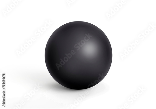 Black sphere with shadow, transparent background