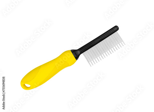 Isolated black and yellow dog comb
