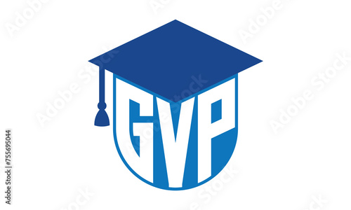 GVP initial letter academic logo design vector template. school college logo, university logo, graduation cap logo, institute logo, educational logo, library logo, teaching logo, book shop, varsity	
 photo