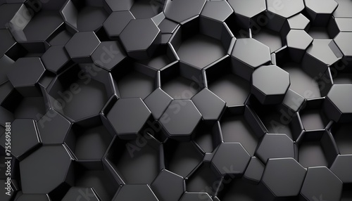 black 3d hexagonal tessellated mesh sphere photo