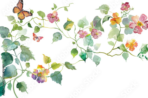 Wallpaper Mural The image is an illustration of floral vines with small flowers. They are set against a transparent background. Torontodigital.ca