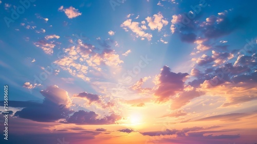 Sunset sky for background or sunrise sky and cloud at morning. © chanidapa