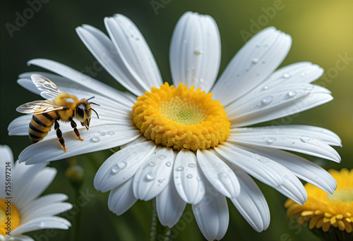 Close-up photo of bee on daisy
